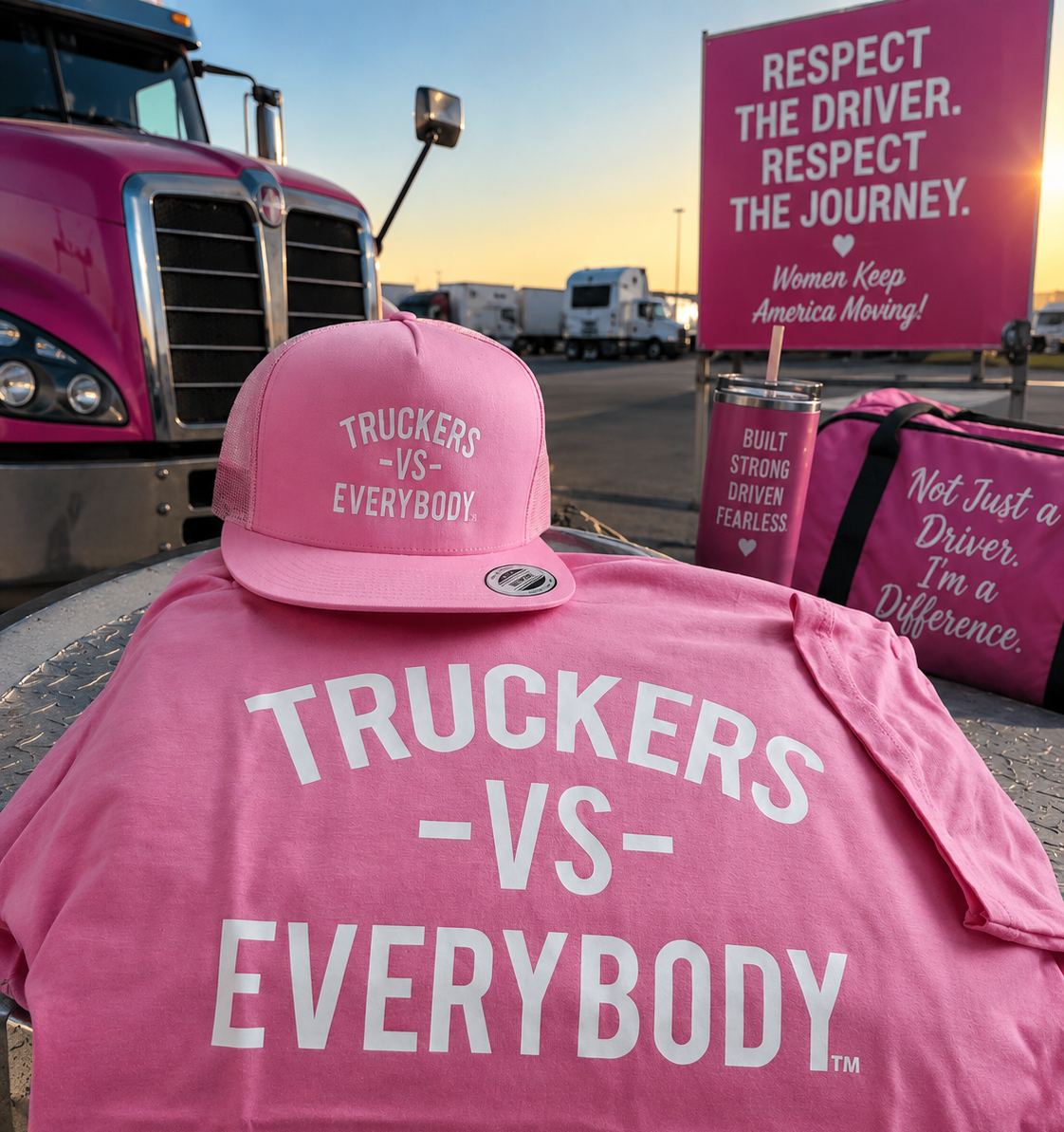 Truckers-Vs-Everybody™ Statement Tee (Pink)