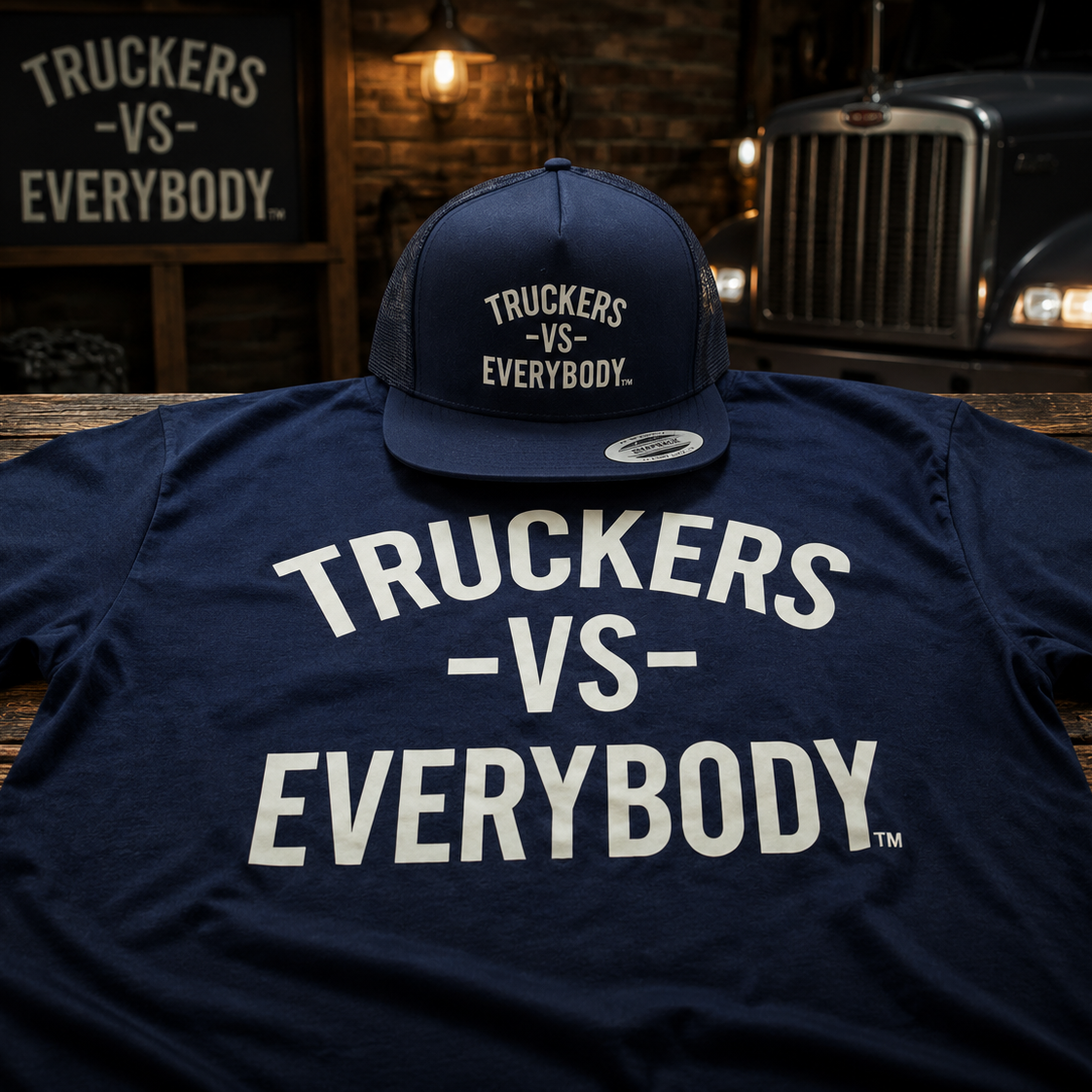 Truckers-Vs-Everybody™ Statement Tee (Navy)