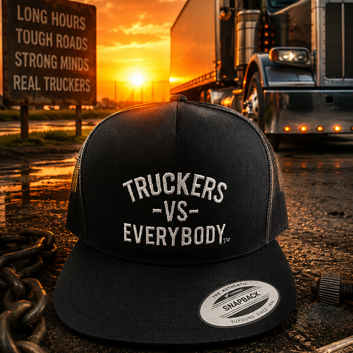 Truckers-Vs-Everybody™ Embroidered Trucker Cap (Black)