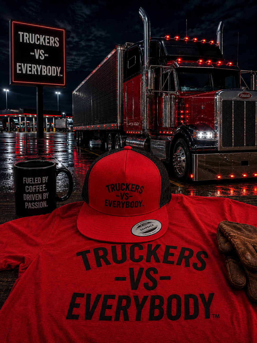 Truckers-Vs-Everybody™ Statement Tee (Red)