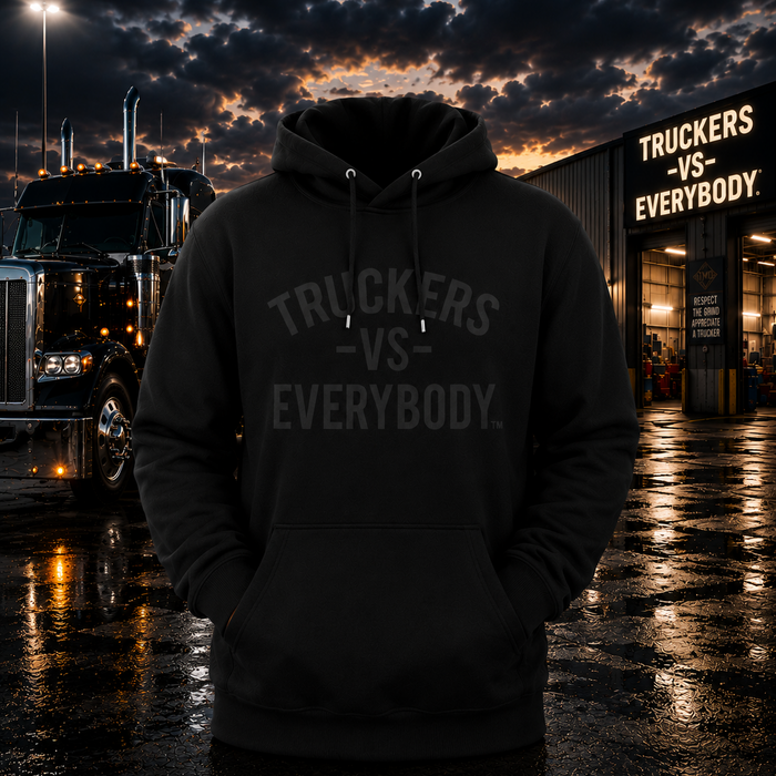 Truckers-Vs-Everybody™ Classic Hoodie (Black on Black)